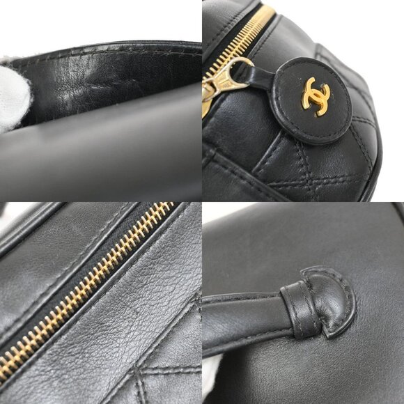 CHANEL CC Logo Bicolore Vanity Hand Bag Leather Black GHW Vintage 70KB285 - Picture 9 of 15